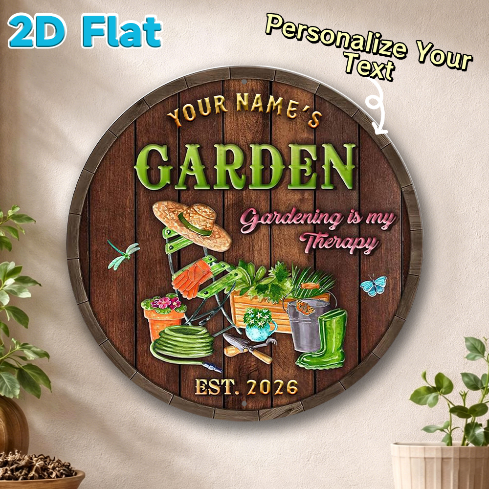 Gardening Tools With Names - Custom Name & Year Garden Round