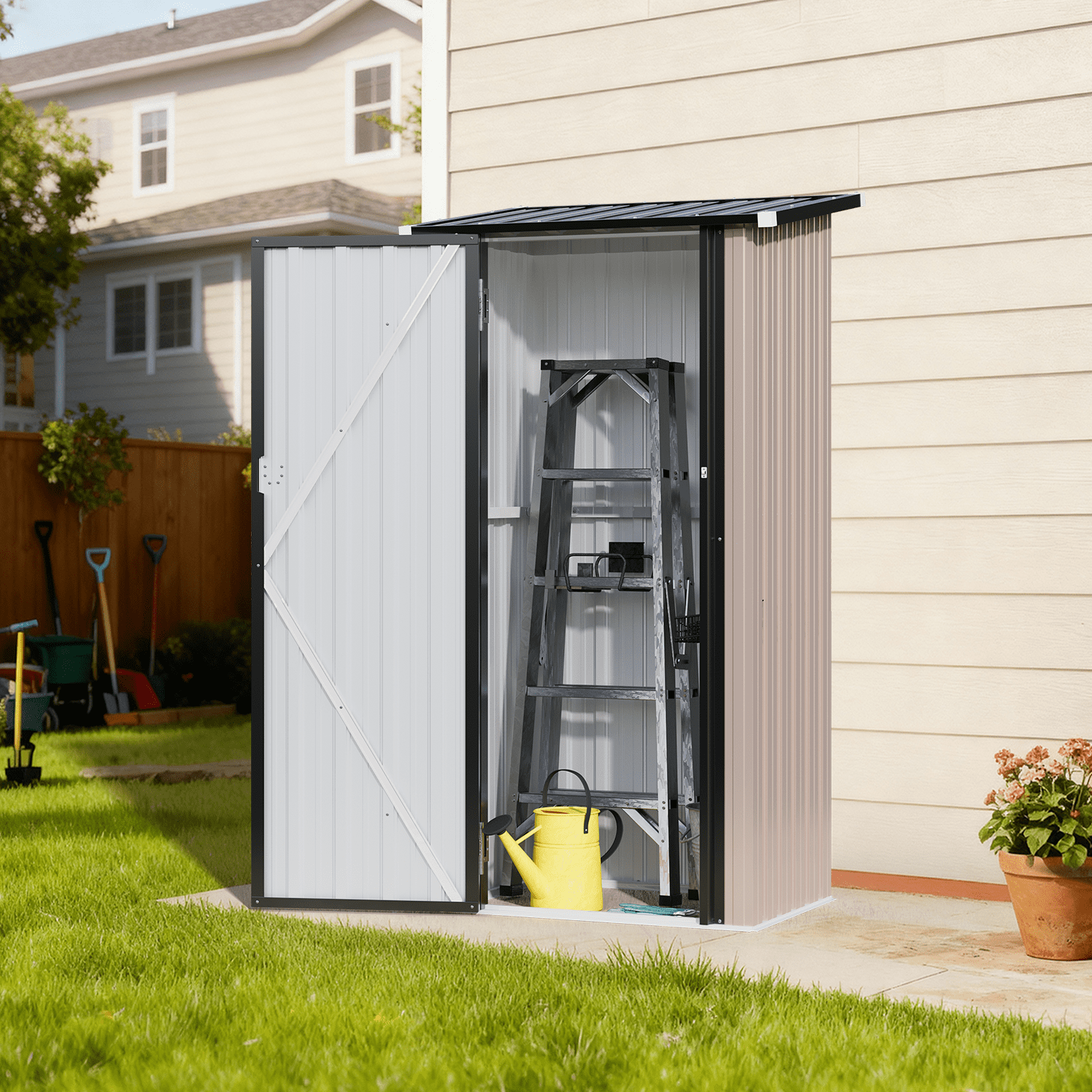Gardening Tools - 3x3 FT Metal Storage Shed, Small