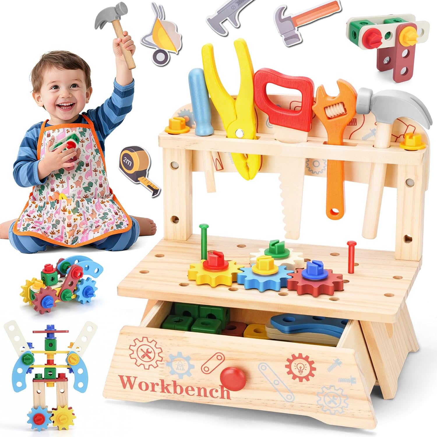 Wooden Tool Bench for Kids,Mon - Gardening Tools Kids review and price