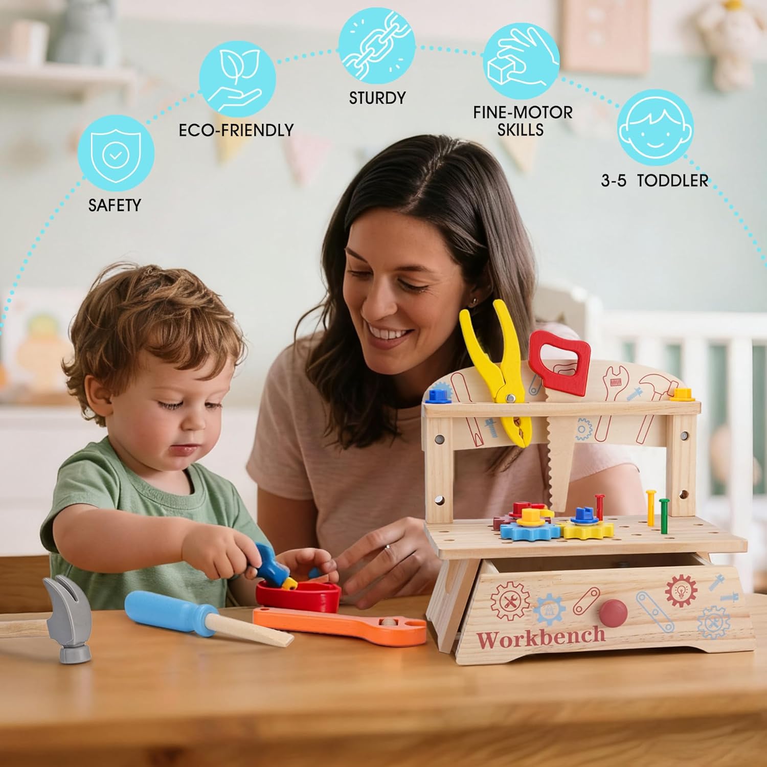 Wooden Tool Bench for Kids,Mon - Gardening Tools Kids review and price
