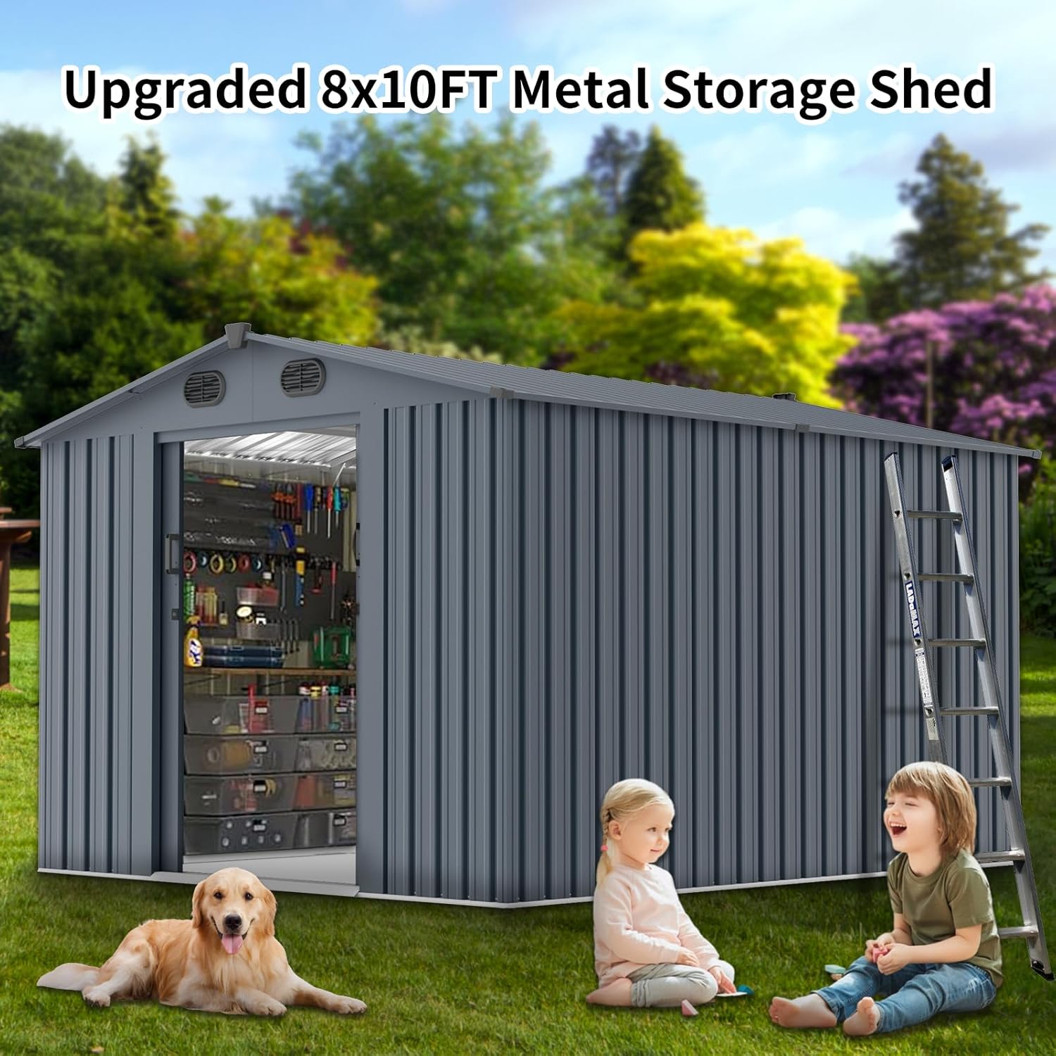 Outdoor Storage Shed 8x10 FT w - Gardening Tools review and price